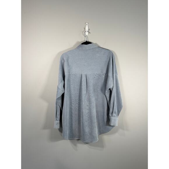 ZARA Light Blue Corduroy Button-Up Shirt Size XS – Soft Textured Overshirt - Picture 2 of 3